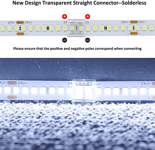 JOYLIT LED Strip Connector 2Pin 10mm/0.39IN Transparent Connector Kit Compatible with 10MM COB SMD Single Color LED Strip, Include 10pcs Gapless Connectors, 4pcs L Connectors, 5pcs Extension Cables