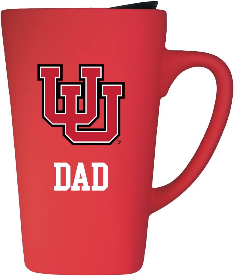 University of Utah Dad 16oz Soft Touch Ceramic Travel Mug with Lid - Red