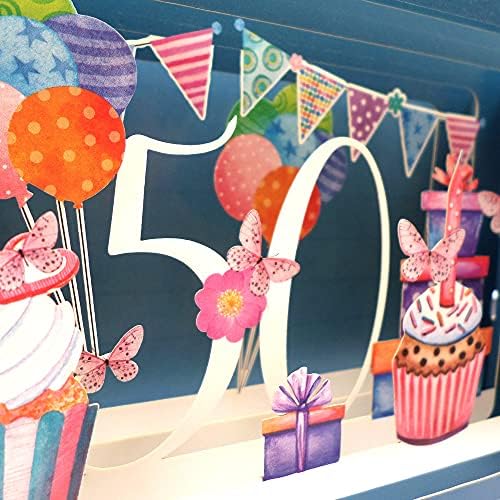 Message in A Bottle Cupcake 50th Pop Up Birthday Greeting Card by Alljoy Cards MIB103 MIB103