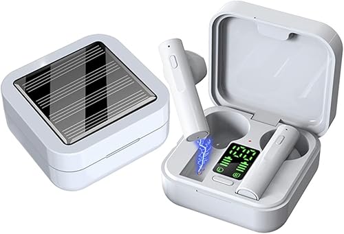 Acuvar Auriculares totalmente inalámbricos Bluetooth 5.2 solares recargables impermeables a prueba de sudor con micrófono, micro USB carga de
