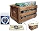 Retro Musique Wooden 12 LP Vinyl Record Aufbewahrungskiste auf Rädern Fasst bis zu 100 Alben (In PVC Sleeves )mit Hessian Cloth Cover beinhaltet 50 Vinyl Record Outer Sleeves(Eiche Finish)