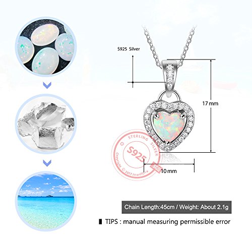 Sterling Silver Heart Shape Created Opal Pendant Necklace (6mm Opal Halo Heart)3