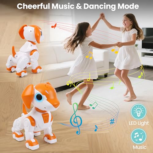 Image of IQKidz Remote Control Robot Toys Dog for Kids Age 3-8, RC Smart Walking Electronic Pet Dog Toy with Light Eyes, Dancing and Music, Gift Ideas for Toddler Boys and Girls 4 5 6 7 Year Old