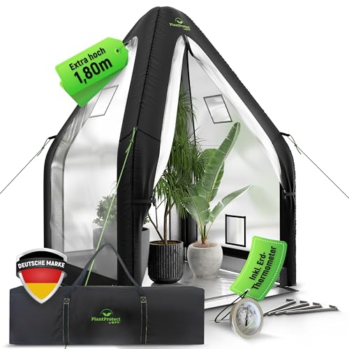 Q.P.T. Wintergewächshaus für Kübelpflanzen – strapazierfähiges PVC-Material zum Schutz vor Frost, Wind und Regen, einfache Montage inkl. Erdthermometer