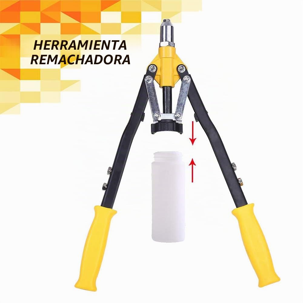 Remachadora Manual Profesional con 5 Boquillas Intercambiables, 3,2 mm a 6,4 mm, para Construcci¨®n Naval y Trabajos Industriales