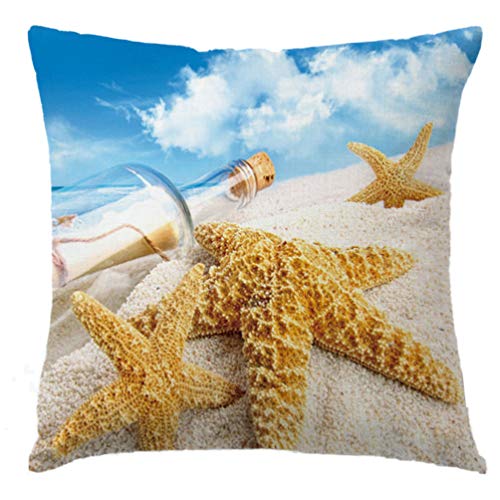 7COLORROOM Nautical Coastal Decor Pillow Covers Starfish/Seashell/Sand/Conch/Beach House Decorative Cushion Covers 18 x 18 Inch Sea Theme Home Decorative Pillowcases, 4 Pack - Image 4
