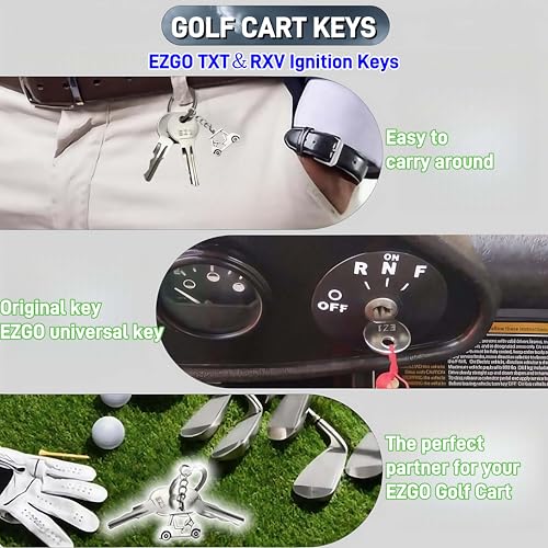 WUKO HUNT Golf Cart EZGO Ignition Keys,Universal Golf Cart Ignition Keys for EZGO TXT&RXV 1982-up Electric and Gas Replacement Ignition Key,OEM# 17063-G1 (2PCS) - Thumbnail 2