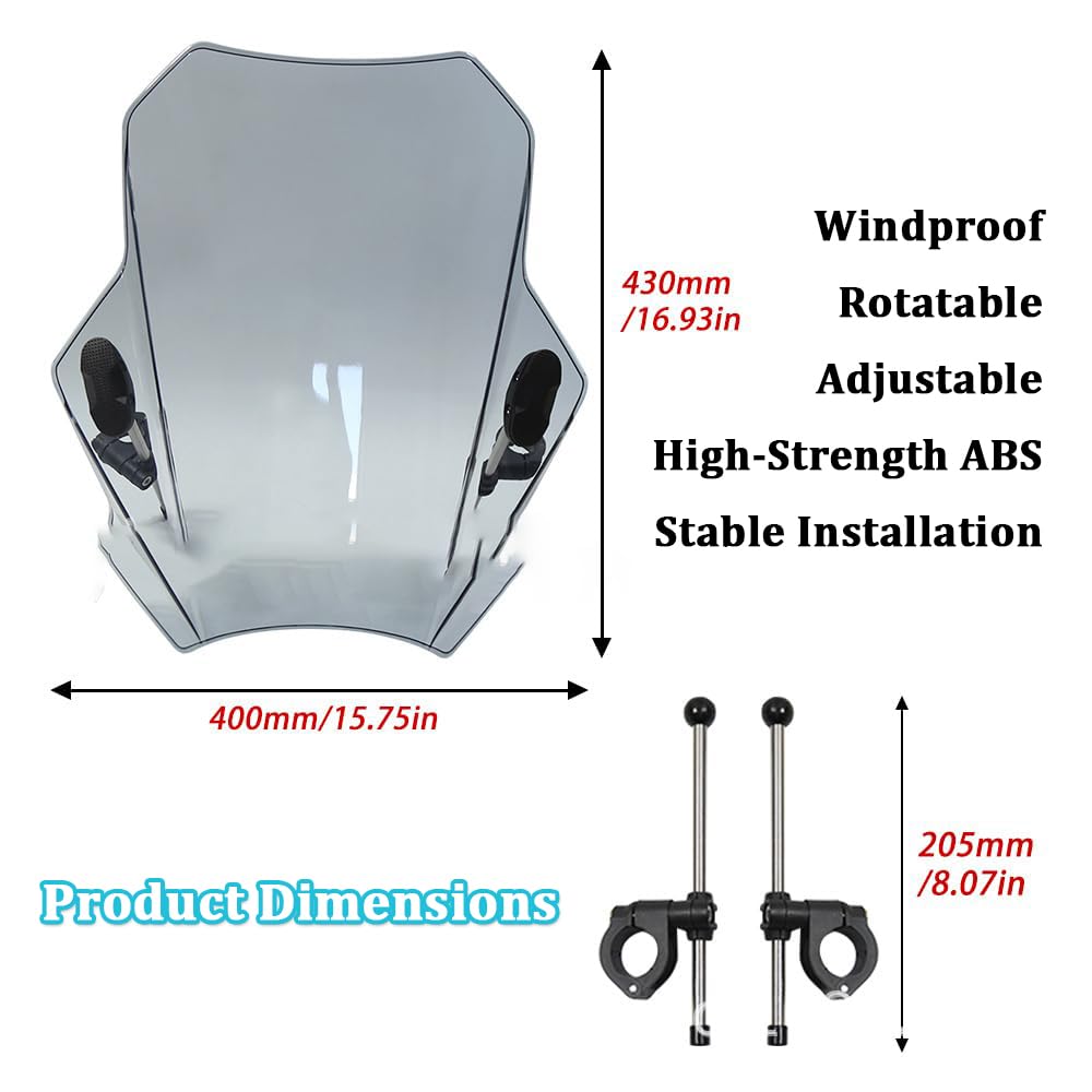 Parabrisas Moto para BMW R900RT R1200R R1200RT R1200RT R1200ST R Nine T, Ajustable Deflector de Parabrisas para Moto 22-28mm Montaje en Manillar Deflectores Viento Moto