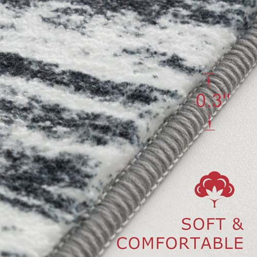 KOZYFLY Modern Abstract Hallway Runner Rug, 2.6x8 Washable Rug Runner Non-Slip Soft Striped Kitchen Runner Rugs, Black Navy Blue Grey Carpet Runner for Entryway Bathroom Laundry Room Foyer