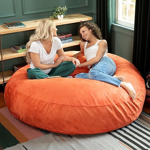 Image of Jaxx 6 Foot Cocoon - 2-in-1 Convertible Bean Bag Bed & Large Bean Bag Chair for Adults, Mandarin
