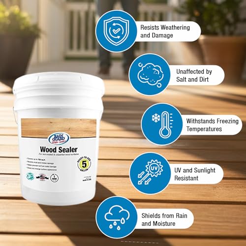 Image of Rain Guard Wood Sealer 5 Gallon | Ready to Use | Protects Wood from Water Damage, Rotting, and Stains | Water Based Silane /Siloxane | Eco-Friendly | VOC-Free | Natural Finish
