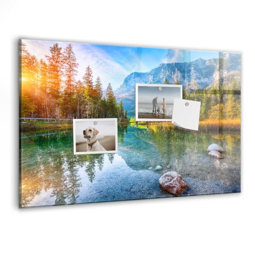 Tableau magnétique en verre tableau blanc mural aimanté paysage de montagnes 60x40