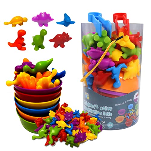 Counting Dinosaurs Toys Matching Game with Sorting Bowls Sensory Toys