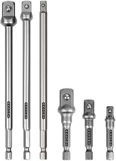 AASONS Impact Socket Adapter Set 6 Pcs For Tight Spaces Power Bit Holder 1/4” 3/8” 1/2” Hex Shank Impact Driver Holder, 5... Price In India