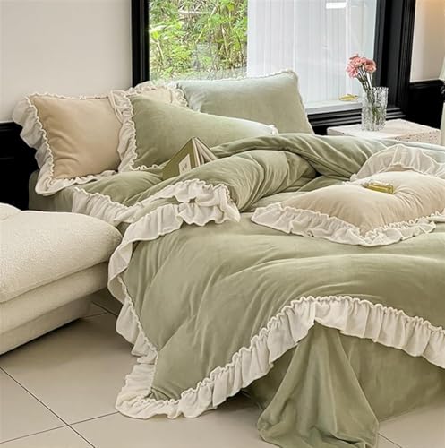 Ensemble de draps à volants thermiques en velours de lait isolant