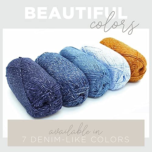 Image of Lion Brand Jeans Yarn - Soft Yarn for Knitting and Crocheting, 6-Pack, Top Stitch