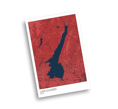 Modern Colored Hometown Poster of Lago di Garda Lake 9 | 11x17 12x18 16x24 24x36 Unframed Wall Art | Minimalism City Traveler Print | Minimal Gift | Minimalist Home Office Decor