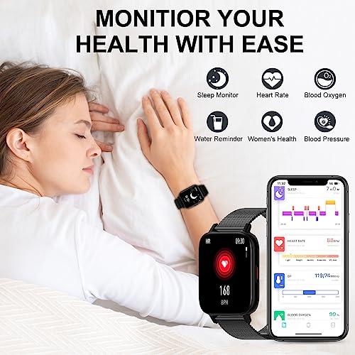 Montre Connectée Femme Repondre Appel 1.69" Smartwatch Fréquence Cardiaque Sommeil SpO2 Fonction Féminine Notification Intelligente Montre Sport Étanche Podomètre Calories 3 Bracelets pour iOS Android – Image 4