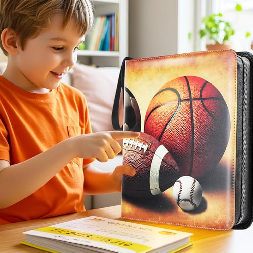 Image of Zipper Cards Binder for 900-Pocket Sports Trading Cards, Premium Baseball Football Basketball Cards Book Album With Removable Sleeves for MTG & TCG Cards - Gifts for Girls and Boys
