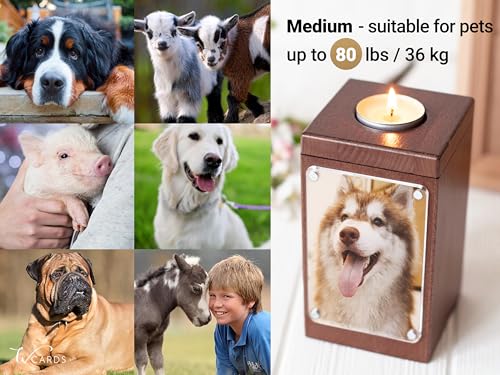 Image of Personalized Pet Memorial - Dog Memory Box Keepsake with Photo, Cat Cremation Urn for Ashes Candle (Medium, Without Engraving)