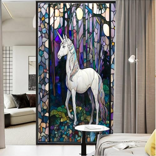Vinilo decorativo de ventana con diseño Fantasy Unicorn 17.7x23.6 pulg miniatura 3