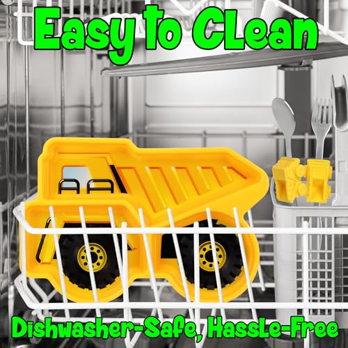 Kidsfunwares UTU2HO0043 Funwares Yellow Dump Truck Engaging Kids' Dinnerware Set: Durable, Divided Plate thumb #3