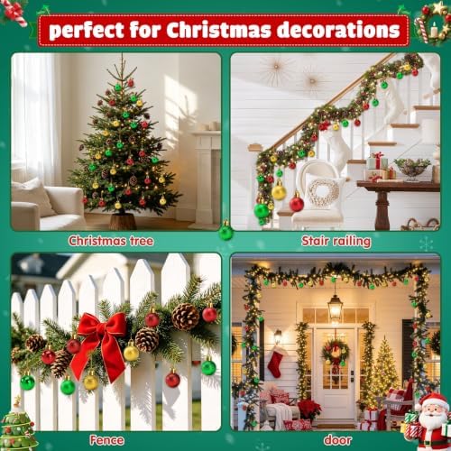 36Pcs Christmas Mini Tree Balls Decorations Set, Small Red Green Gold Christmas Ornaments for Xmas Garland Wreath, Decorative Hanging Bulbs Ball Funny Party Decor Supplies — 사진 7