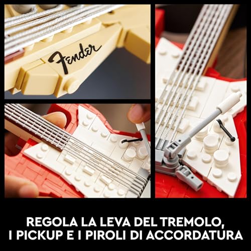 Ideas Fender Stratocaster, Chitarra Elettrica Fai da Te da Costruire, Idea Regalo Uomo o Donna Fan della Musica, Kit Modellismo per Adulti con Amplificatore Princeton Reverb 65 e Accessori 21329 - Lego - Immagine 3