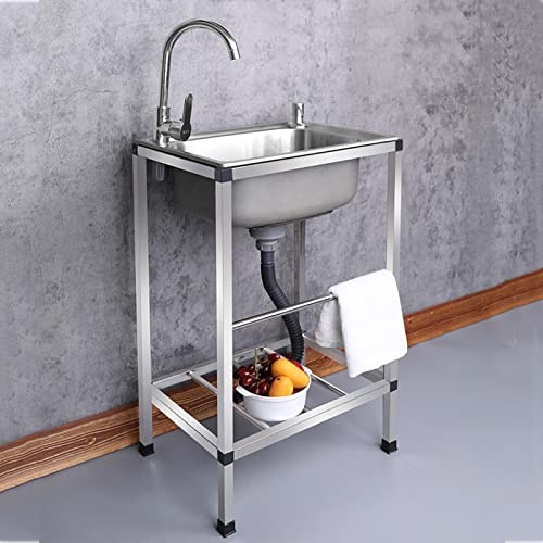 Évier de cuisine utilitaire en acier inoxydable avec étagère de rangement