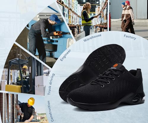 DYKHMILY Steel Toe Shoes for Men Women Comfortable Non Slip Work Shoes Lightweight Unisex Safety Shoes Classic Style Sneakers Punta de Acero Zapatos de Trabajo para Hombre 3.5~14/ Mujer 5~163