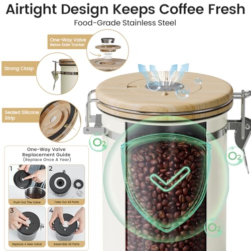 Veken 22OZ Cream Coffee Canister