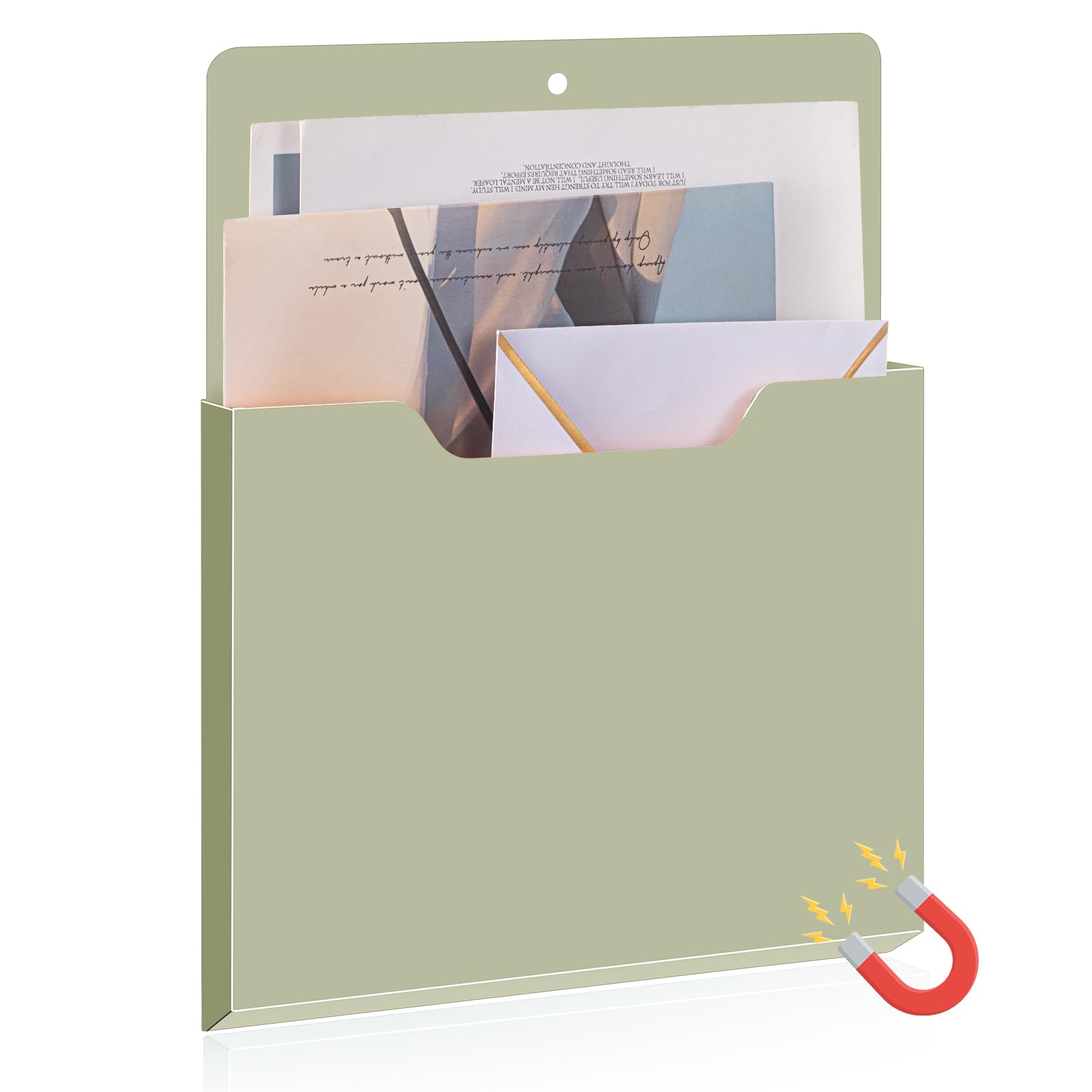 Feifeiya Magnetic File Holder Wall, 12.2 x 9.4 Inch, Vertical, Sage Green