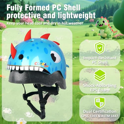 Image of Kids Toddler Bike Helmet, Adjustable and Multi-Sport for Child Boys and Girls, 2 Sizes