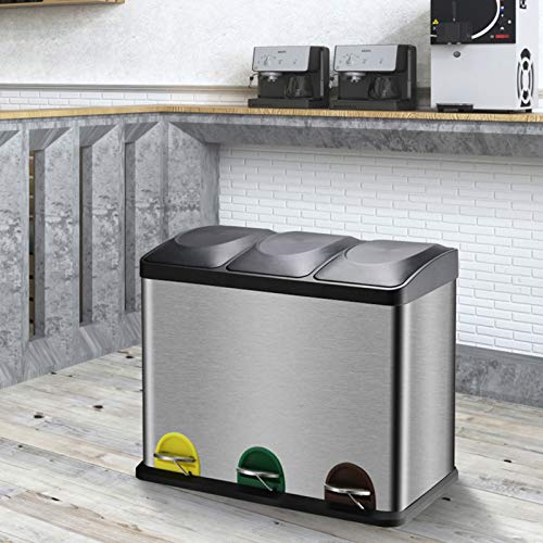 WOTZOV Abfalleimer Fußbetriebener Mülleimer mit Deckel Mülleimer aus Edelstahl mit großem Fassungsvermögen Haushaltsküche Trocken- und Nassmüllklassifizierung Mülleimer Mülleime – Bild 8