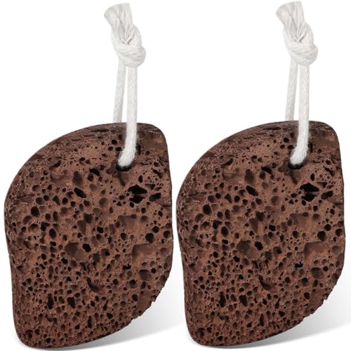 PHOGARY Piedra Pómez Natural para Pies, Pack de 2 unidades, Removedor natural para piel dura callos en pies y manos, lima natural de pies para eliminar la piel muerta, piedra pómez de lava marrón