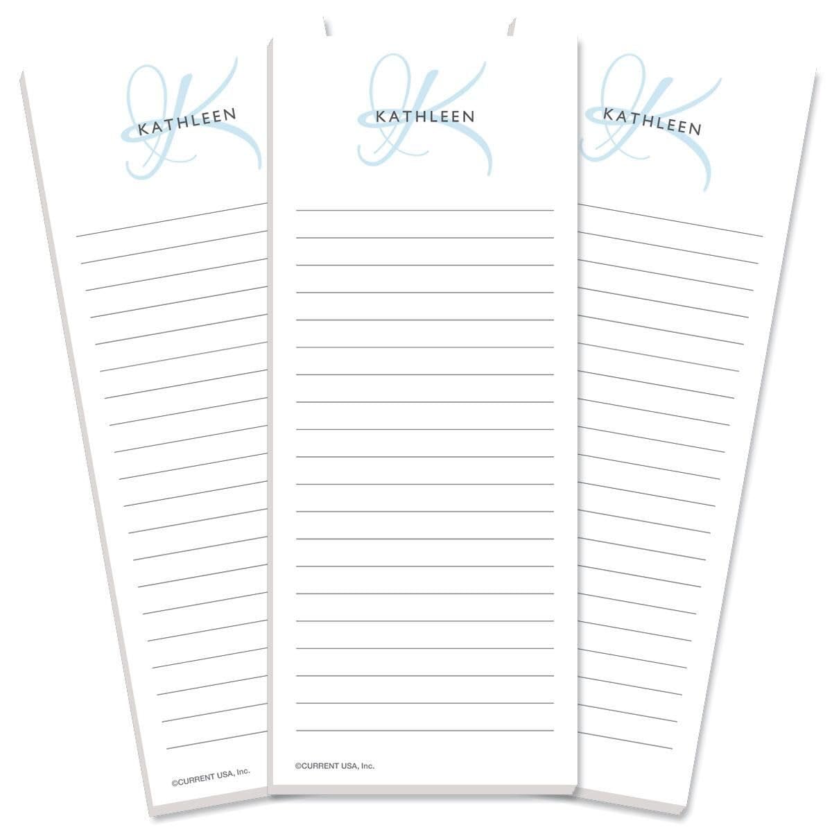 Current Initial Personalized Lined Notepad Set – Set of 3, 50-Sheet Pads, 3¼ x 8 Inches, Great for Graduations and Personalized Gifts, Printed in the
