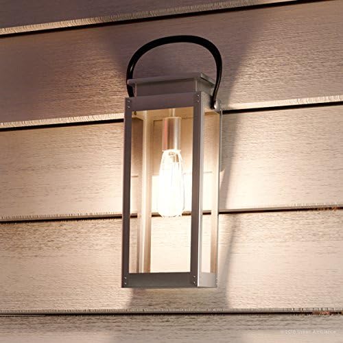 Urban Ambiance Luxury Modern Farmhouse Outdoor Wall Light, Medium Size: 15.875" H x 6.5" W, with Nautical Style Elements, Stainless Steel Finish, UHP1130 from The Darwin Collection