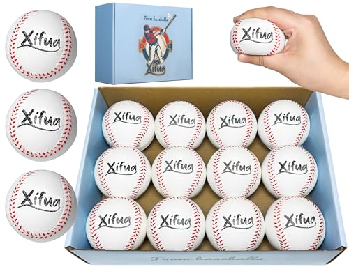 Foam Baseballs 12 Pack - Soft & Safe Training Balls for Youth & Adults, Regulation Size Indoor/Outdoor Practice for Throwing, Catching, Batting - Ideal Baseball Training Equipment for Kids, Teens
