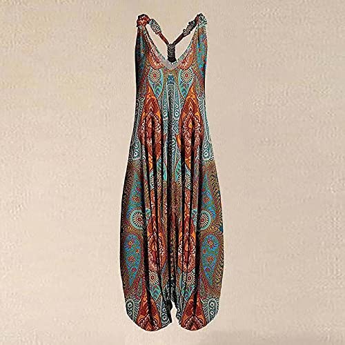 OIOLOYJM Summer Plus Size Boho Overalls for Women 2025 Fashion Jumpsuits Loose Fit Rompers Floral Printed Baggy Harem Pants