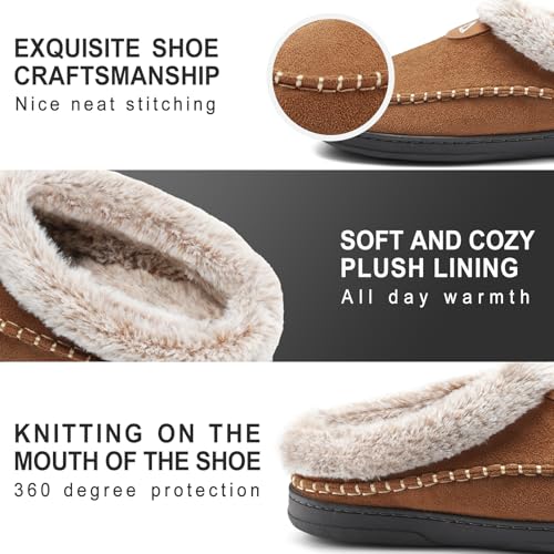 Image of ATHMILE Slippers for Men Warm Moccasin Memory Foam House Shoes Indoor | Outdoor Fuzzy Plush Fluffy Lined Clog Wide Slip-on Loafer for Home Bedroom Dad Gifts