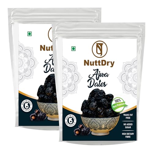Image of NuttDry Premium Fresh Ajwa Dates Original 2kg (2 Packs Of 1kg) | Iron & Fibre Rich Naturally Sweet Without Added Sugar | Dry Fruits & Nuts | All Natural | No Preservatives | Khajur | Khajoor | Khejur