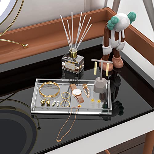 Cilinta Vanity Tray 8Mm Thicken Clear Acrylic Organizer Tray 10.5 * 6" For Bathroom Sink Countertops, Dresser Tops, Toilet, Perfume, Soap, Rings, Earrings And Necklace Small Decorative Tray For Home #TOP5
