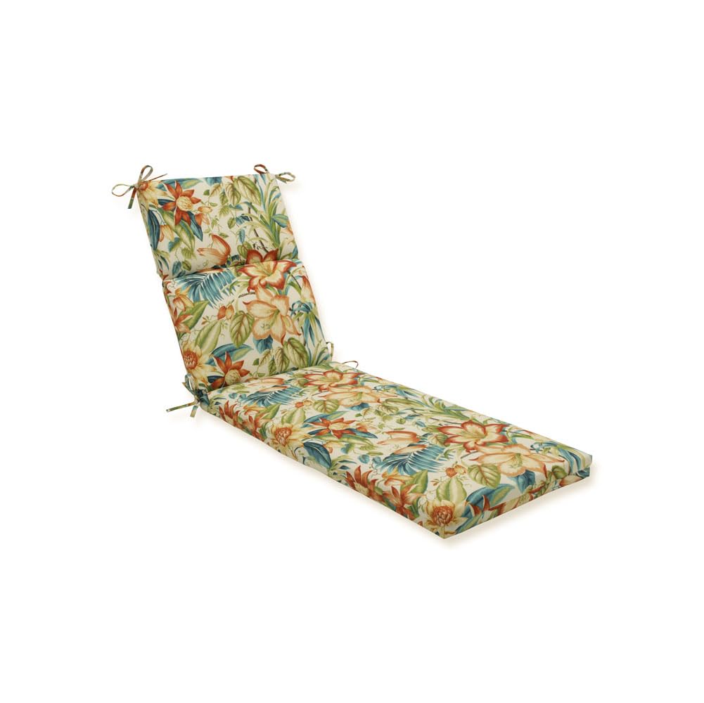 Pillow Perfect Tropic Floral Indoor/Outdoor Split Back Chaise Lounge Cushion with Ties, Plush Fiber Fill, Weather, and Fade Resistant, 72.5" x 21", Blue/Green Botanical Glow, 1 Count-image-34