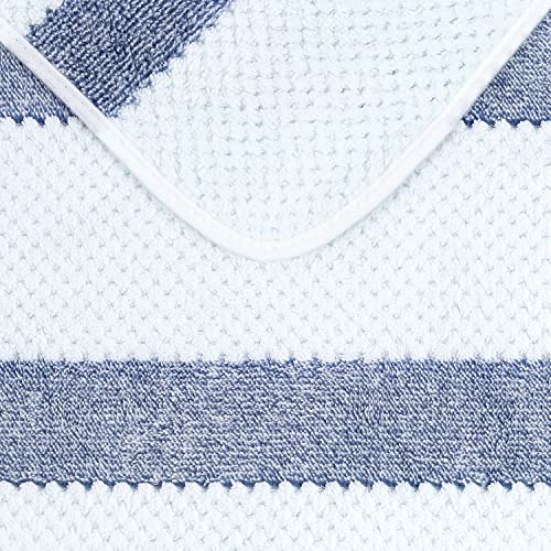 Image of JML Microfiber Bath Towels, 30 inch x 60 inch, 2 Pack, Waffle Stripe Royal Blue