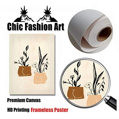 Boho Minimalist Wall Art Silhouette Floral Poster Boho Abstract Line Art Print Abstract Silhouette Wall Art Aesthetic Minimalist Painting Boho Bathroom Artwork Minimalist Modern Painting 12X16In No Frame #TOP4