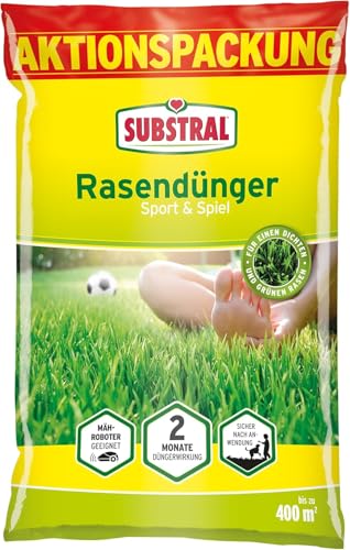 Substral Premium Rasendünger Sport & Spiel - Langzeitwirkung für 400 m², 10 kg - Kräftiges Grün