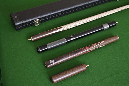 57 Inch Handmade 3/4 Piece Ash Snooker/Pool Cue Complete Set With Black Leather Case/Extension/Rosewood Butt