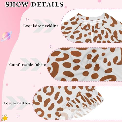 Leopard Brown Beige Spots Girls Long Sleeve One-Piece Swimsuit UV Protection Swimwear Bathing Suit 208617864