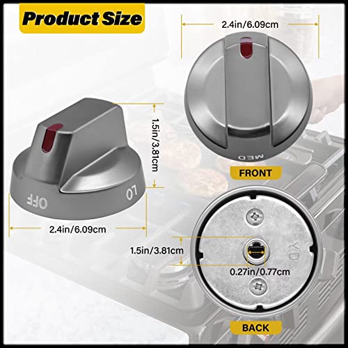 [Upgraded] Dg64-00473B Samsung Gas Stove Oven Knob Replacement Part, Black Stainless Steel Top Burner Control Dial Knobs, Compatible Samsung Range Nx58J5600Sg, Nx58J7750Sg, Nx58M6850Sg (1Pcs) #TOP2