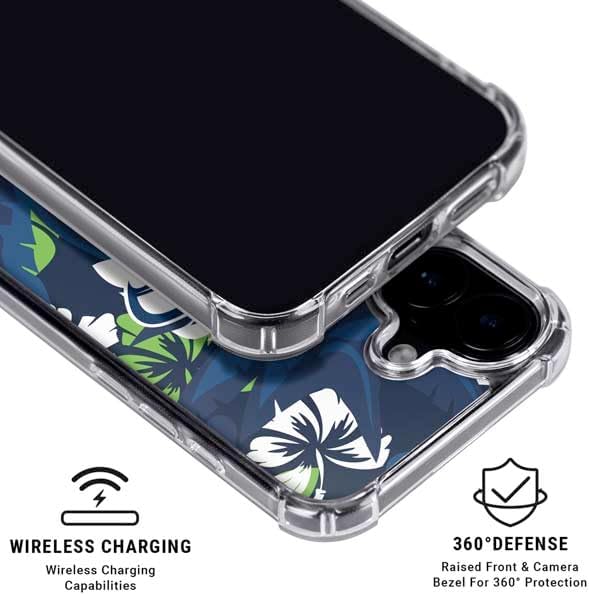 Skinit Phone Case Compatible with MagSafe iPhone 16 Plus - Officially Licensed NFL Seattle Seahawks Tropical Print Design